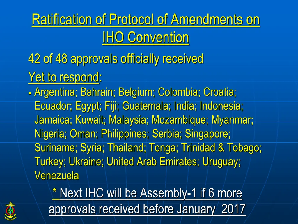 ratification of protocol of amendments