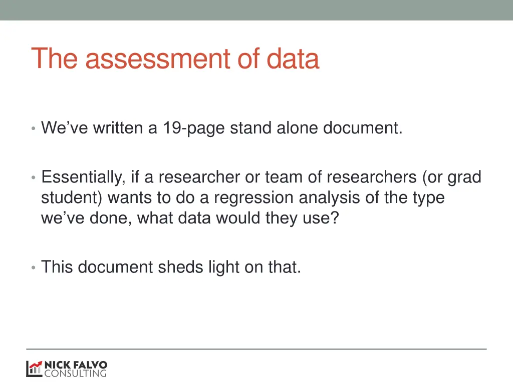 the assessment of data