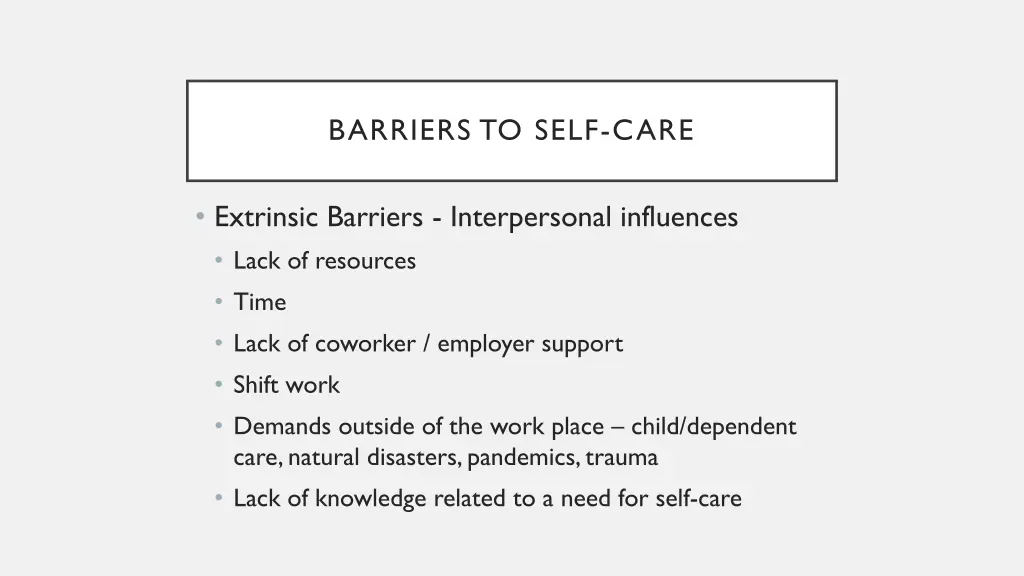 barriers to self care