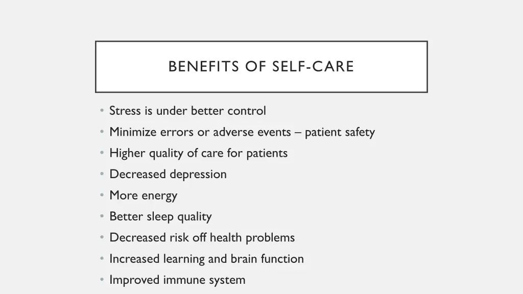 benefits of self care