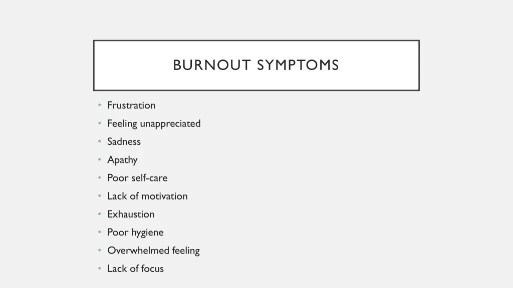 burnout symptoms