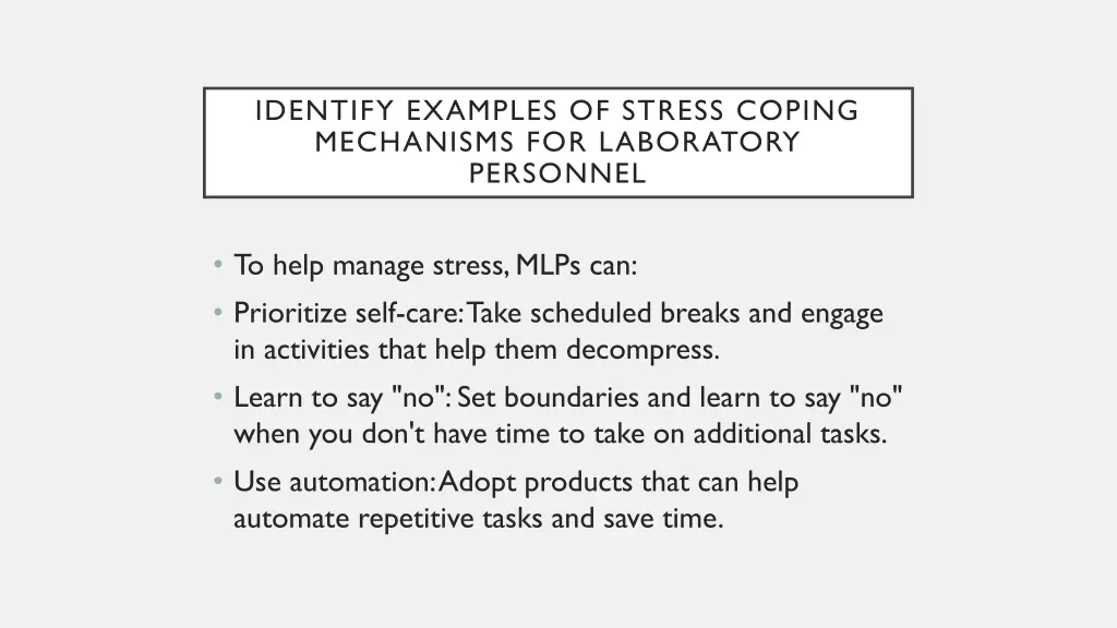 identify examples of stress coping mechanisms