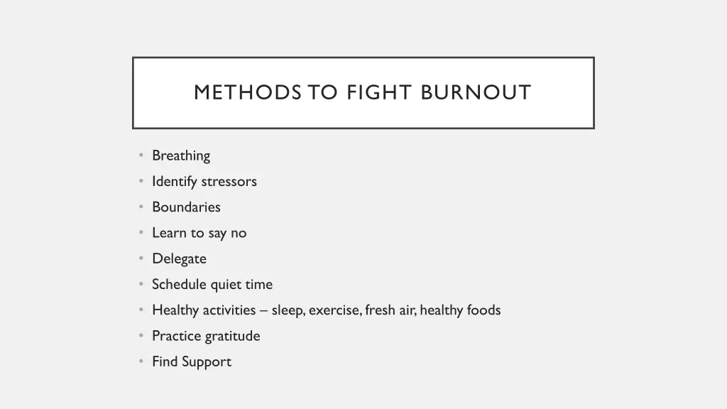 methods to fight burnout