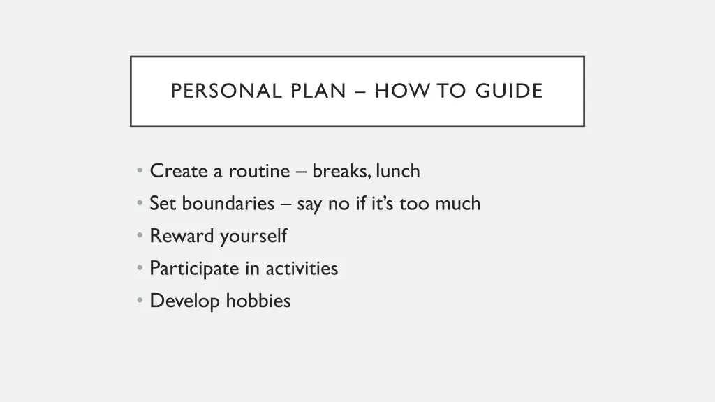 personal plan how to guide