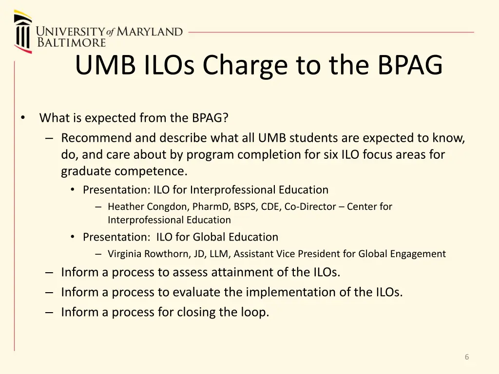 umb ilos charge to the bpag