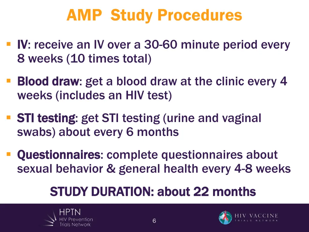 amp study procedures