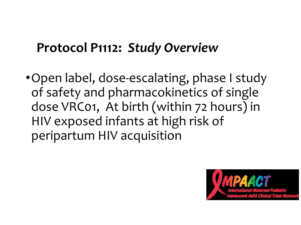 protocol p1112 study overview