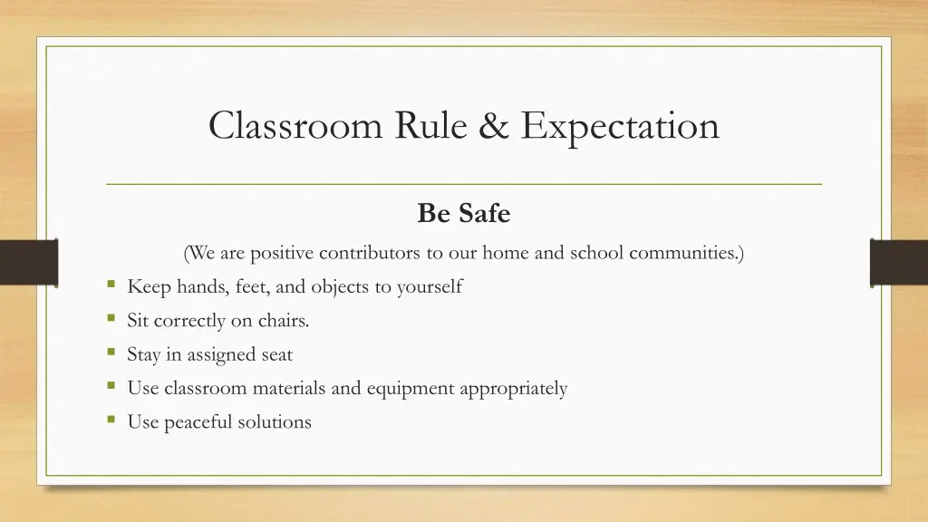 classroom rule expectation 2