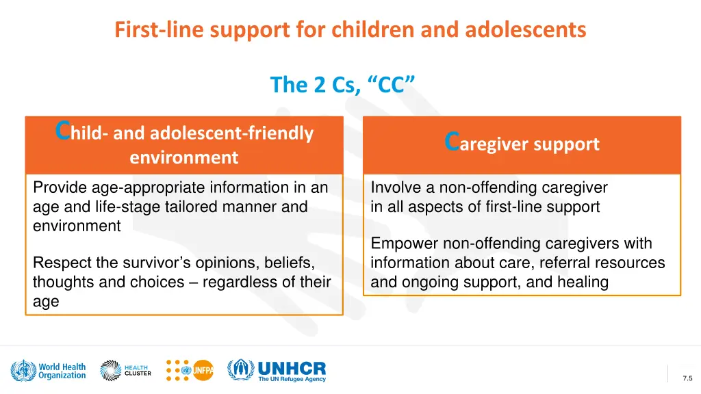 first line support for children and adolescents