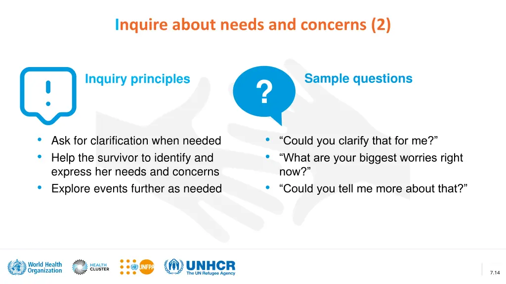 inquire about needs and concerns 2