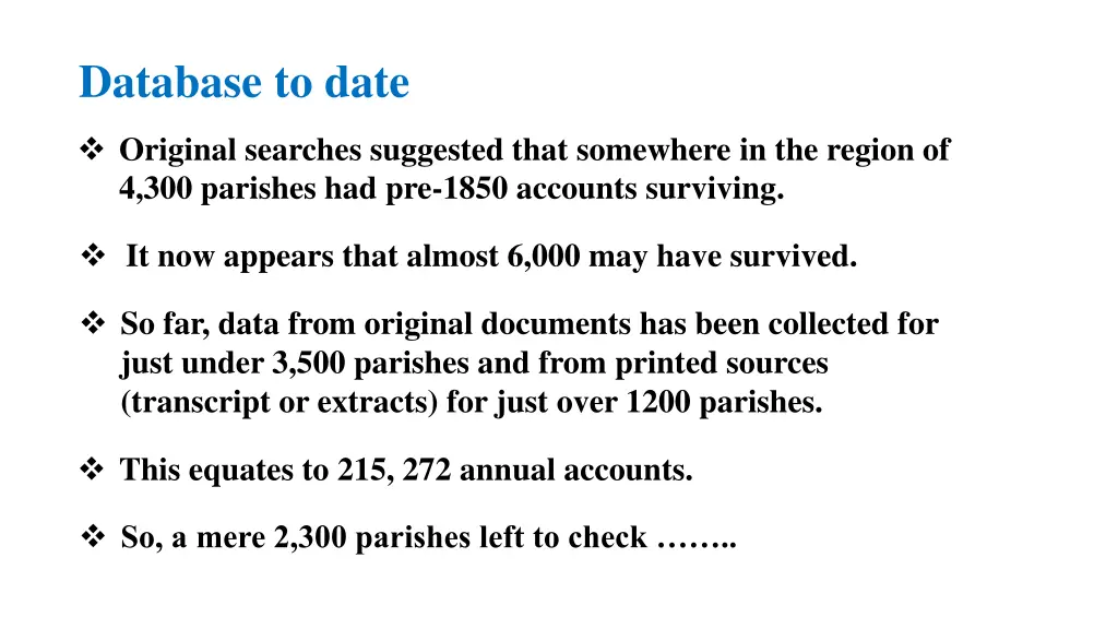 database to date