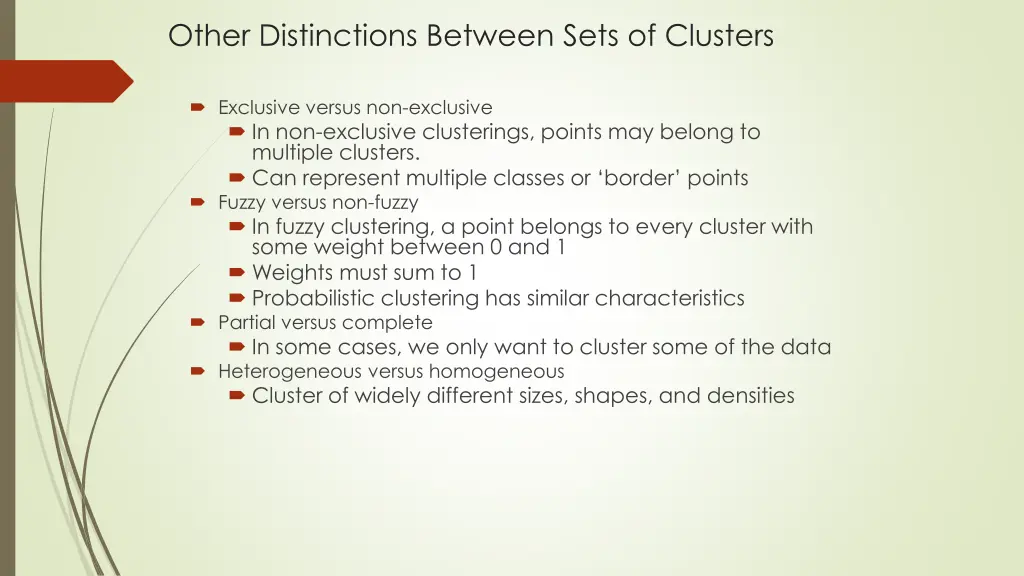 other distinctions between sets of clusters