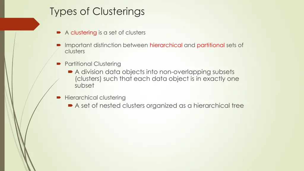 types of clusterings