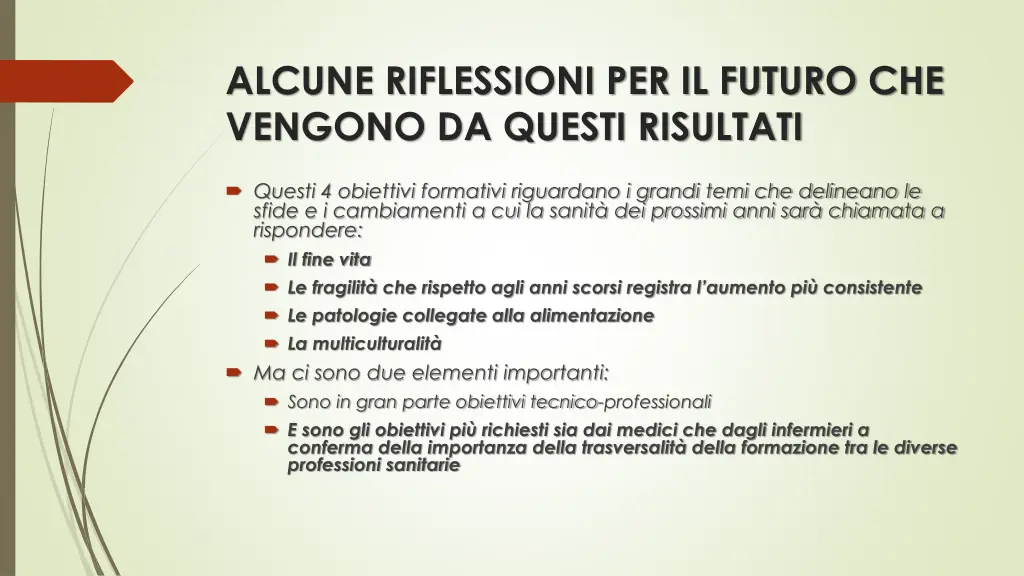 alcune riflessioni per il futuro che vengono