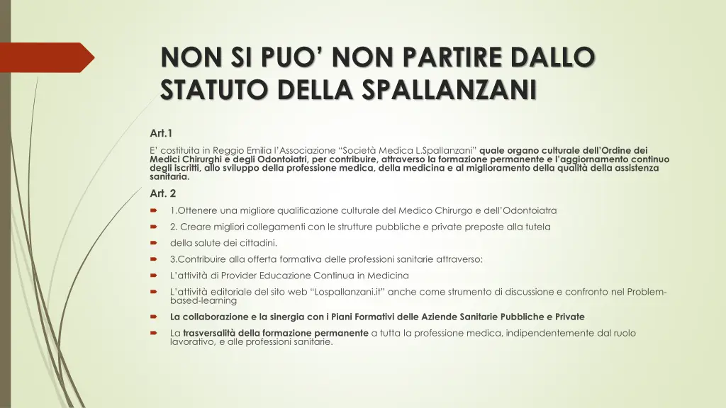 non si puo non partire dallo statuto della