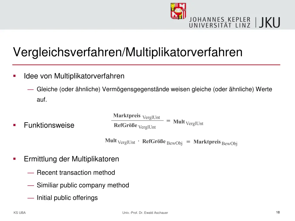 vergleichsverfahren multiplikatorverfahren 1