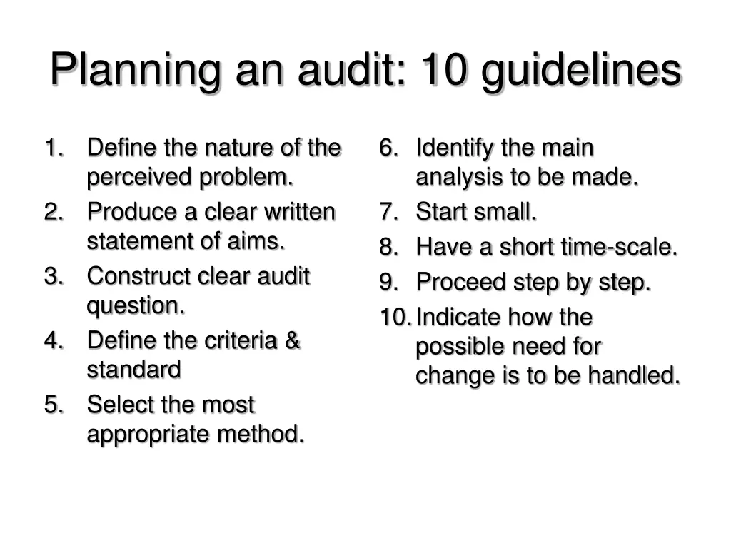 planning an audit 10 guidelines 1