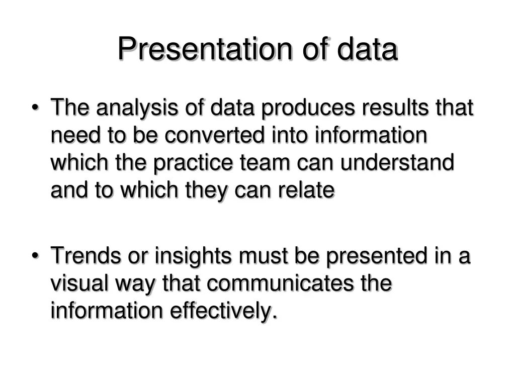 presentation of data