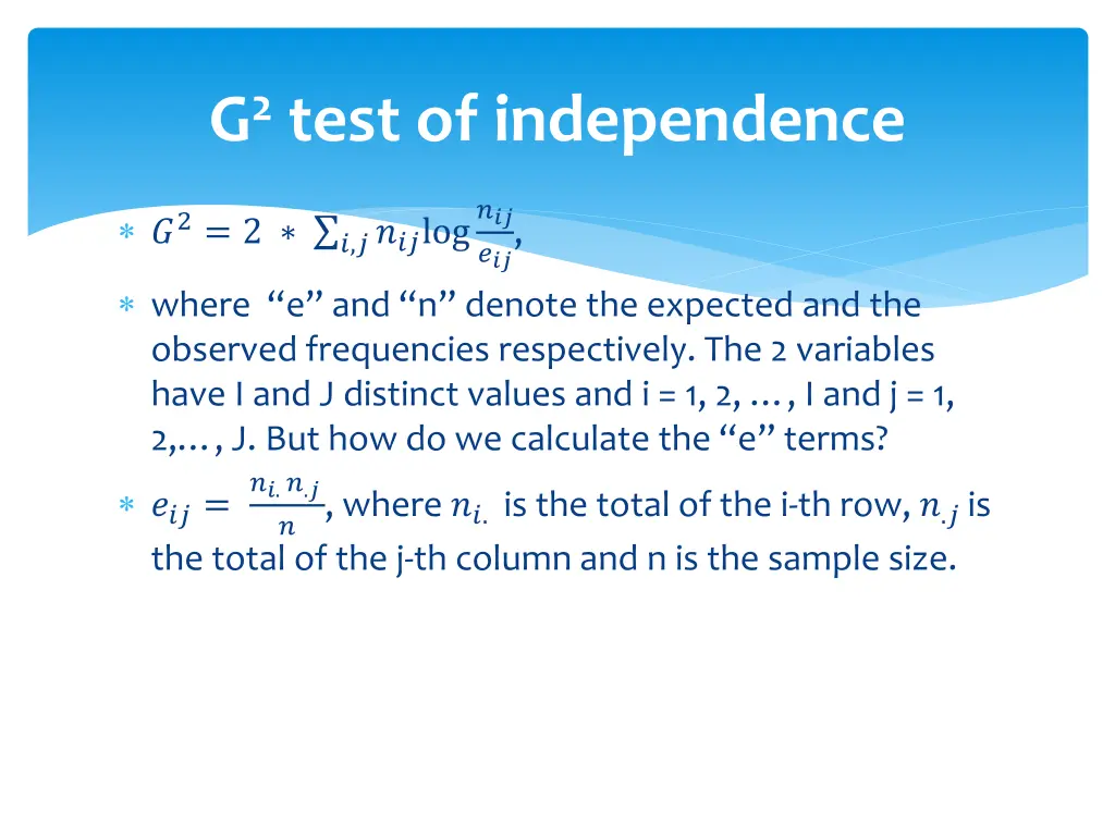 g 2 test of independence 1