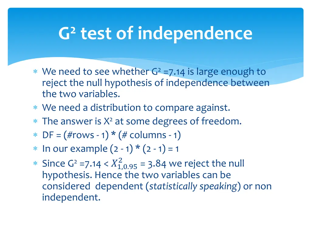 g 2 test of independence 3