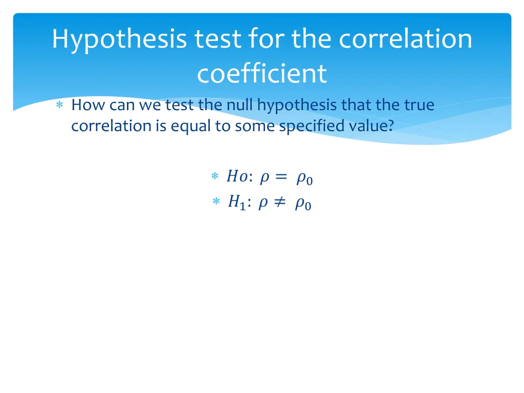 hypothesis test for the correlation coefficient