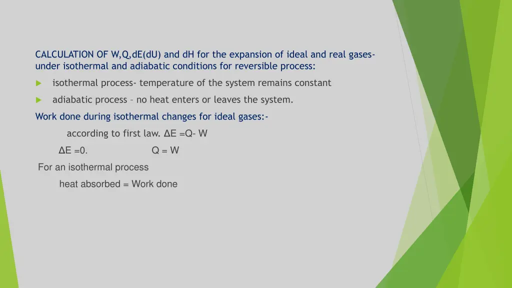 calculation of w q de du and dh for the expansion 1
