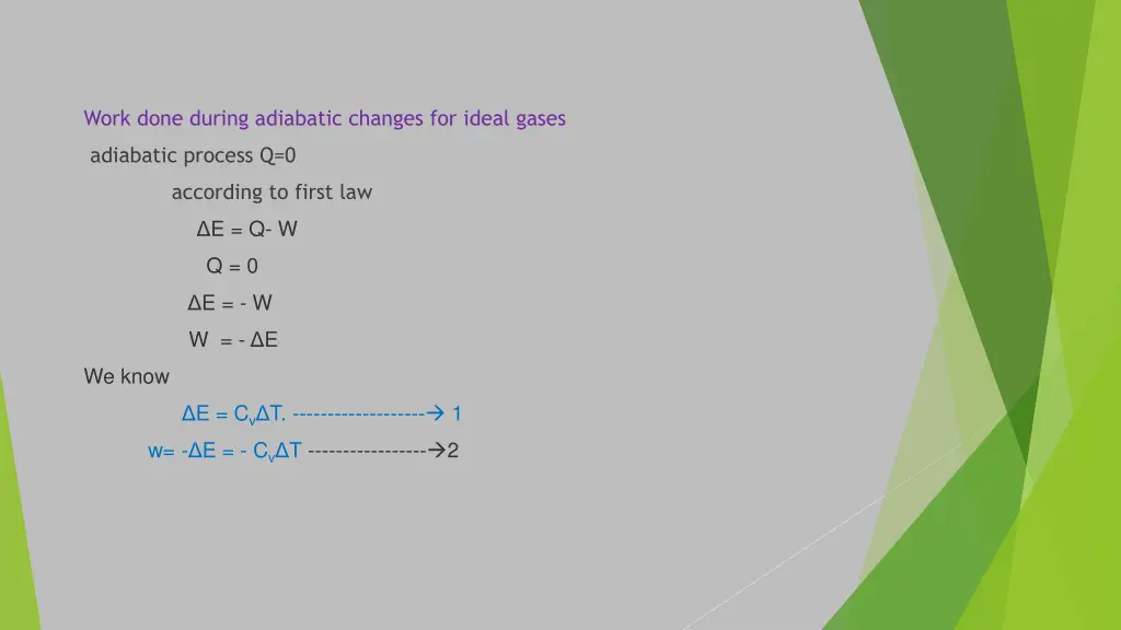 work done during adiabatic changes for ideal gases