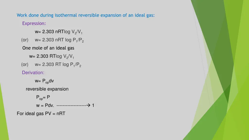 work done during isothermal reversible expansion