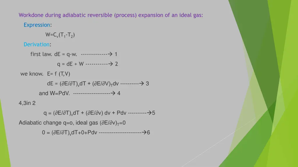 workdone during adiabatic reversible process