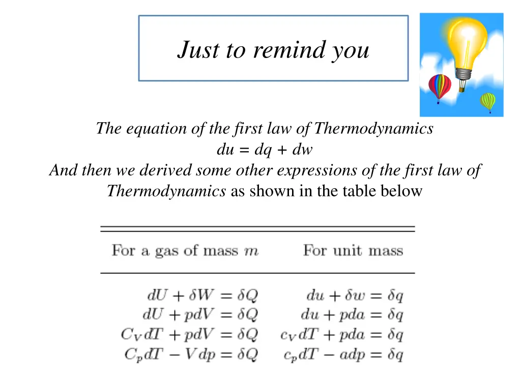 just to remind you