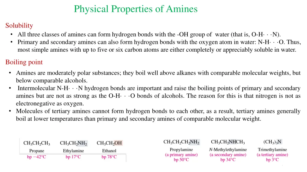 physical properties of amines