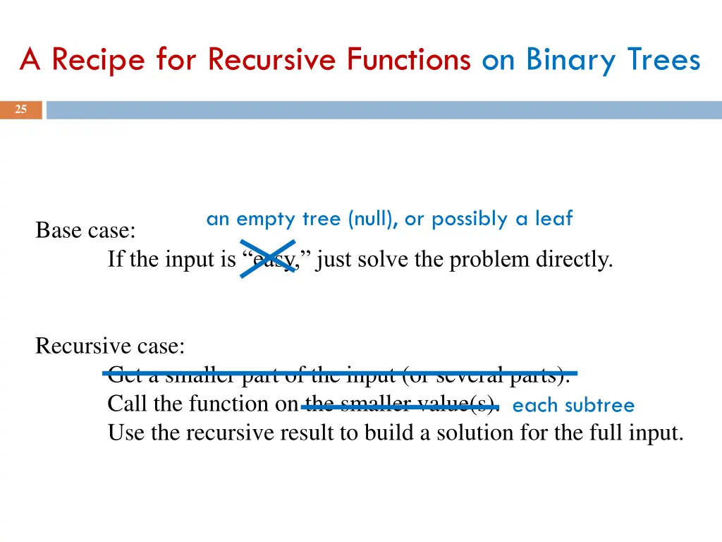 a recipe for recursive functions on binary trees