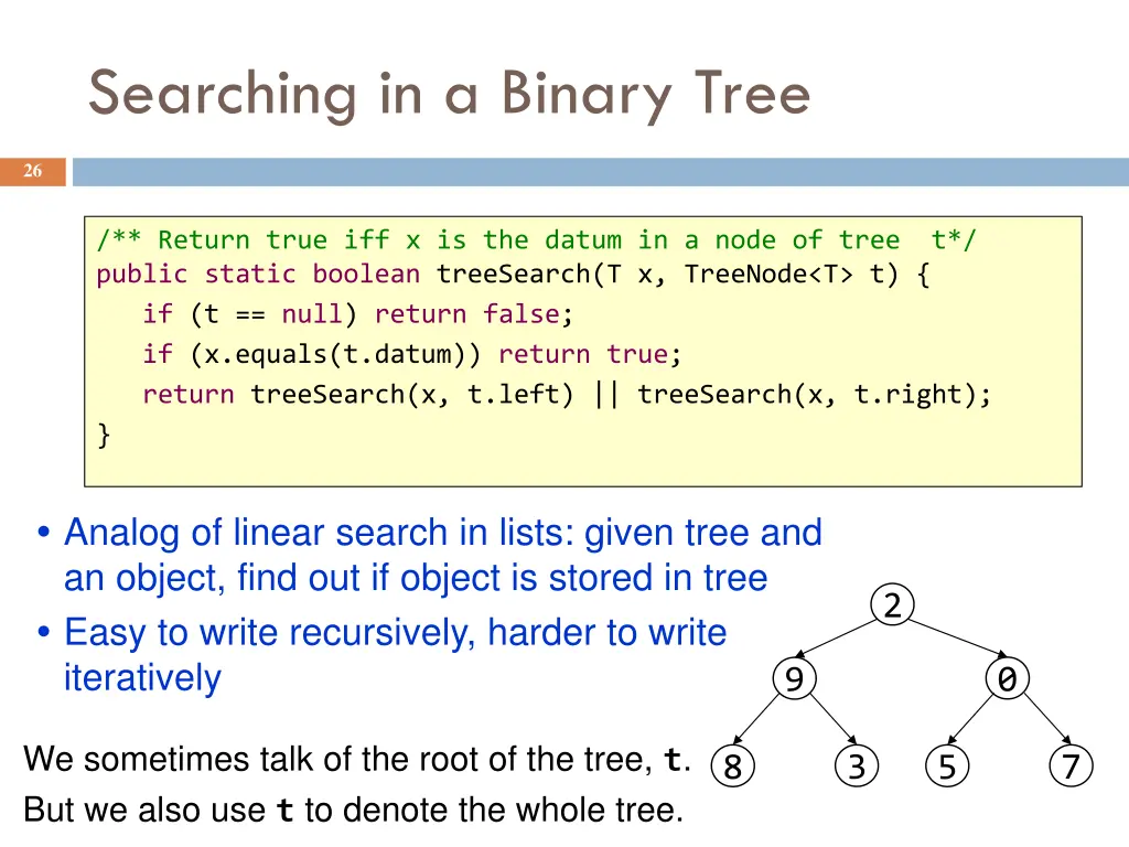 searching in a binary tree