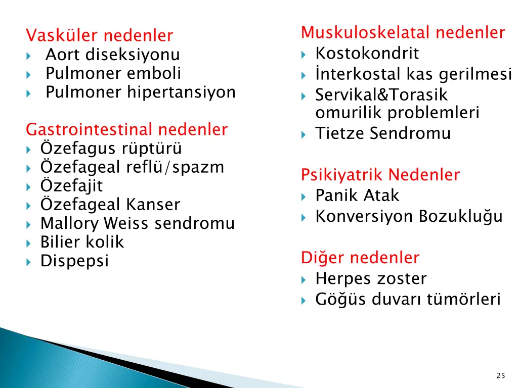 muskuloskelatal nedenler kostokondrit nterkostal