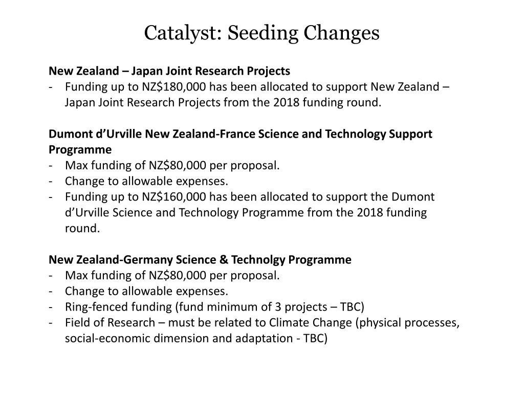 catalyst seeding changes