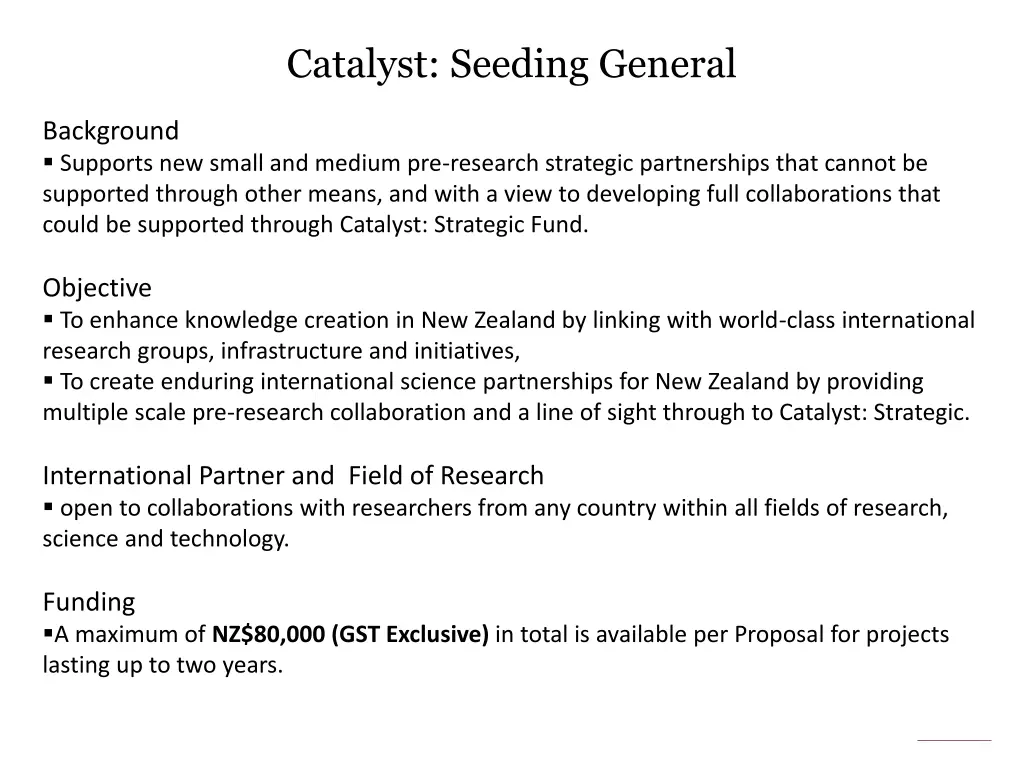 catalyst seeding general