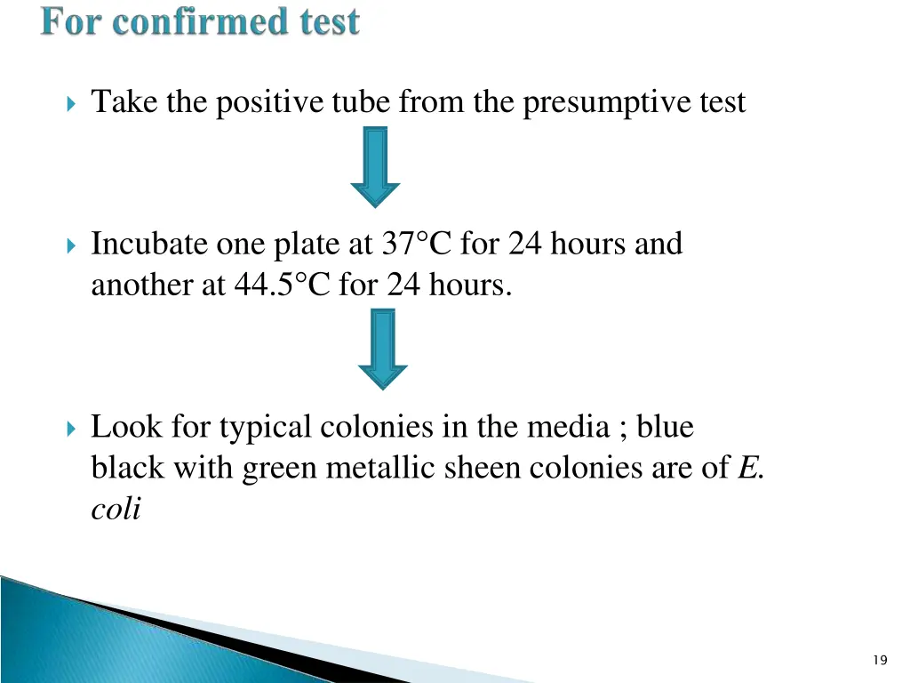 take the positive tube from the presumptive test