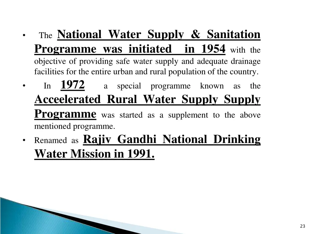 the national water supply sanitation programme