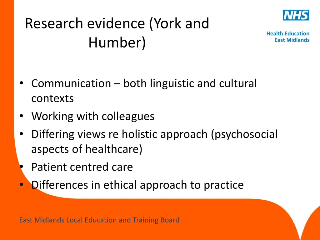 research evidence york and humber