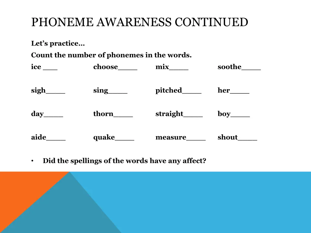 phoneme awareness continued