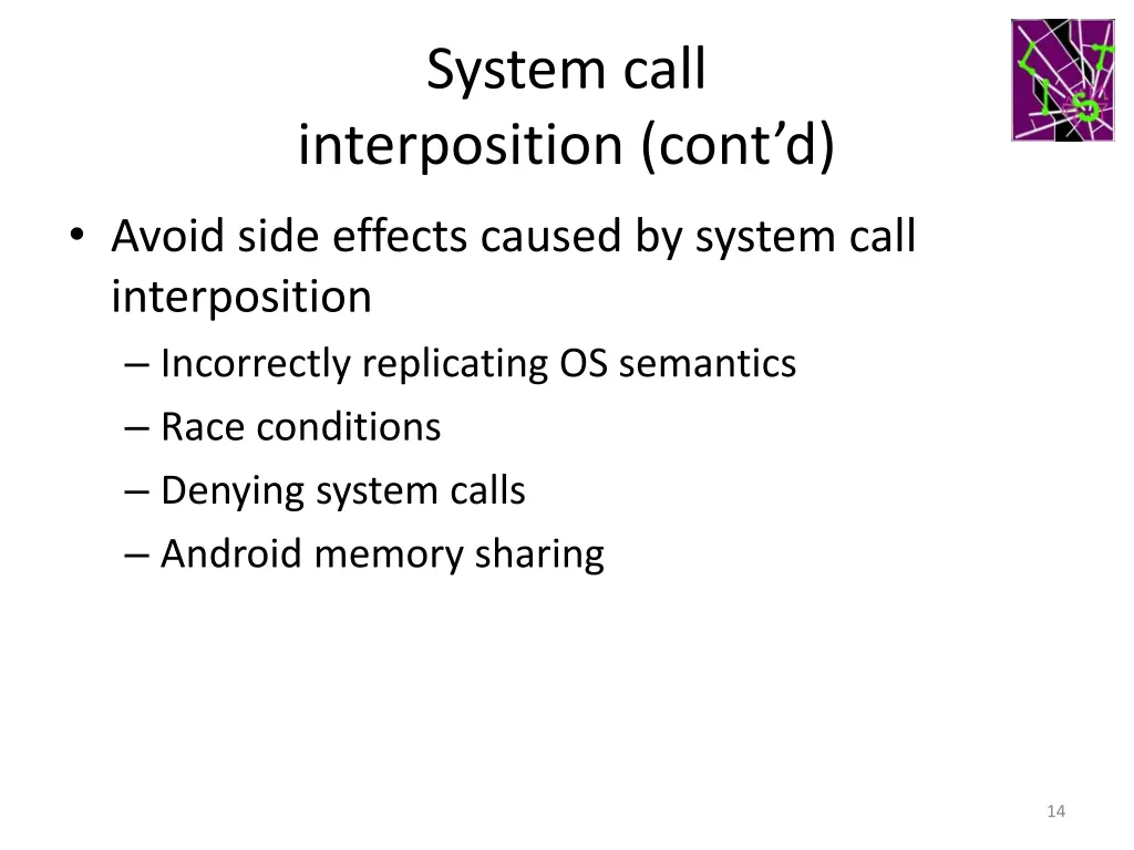 system call interposition cont d 1