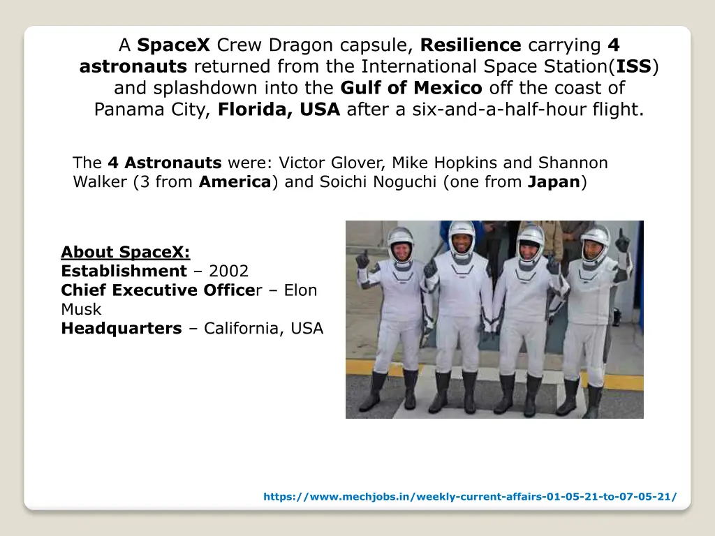a spacex crew dragon capsule resilience carrying