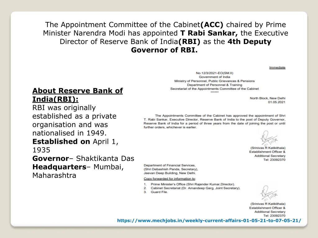 the appointment committee of the cabinet