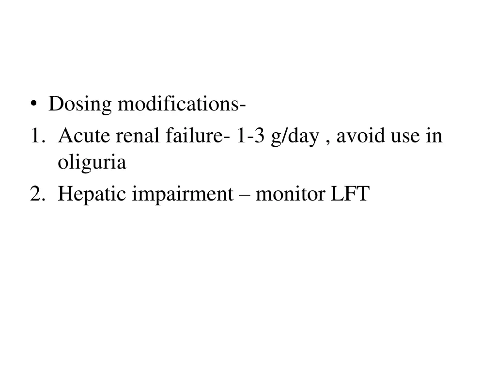 dosing modifications 1 acute renal failure