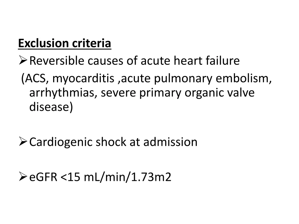 exclusion criteria reversible causes of acute