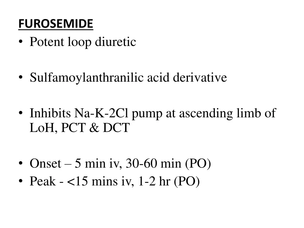 furosemide potent loop diuretic