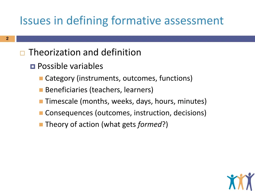 issues in defining formative assessment