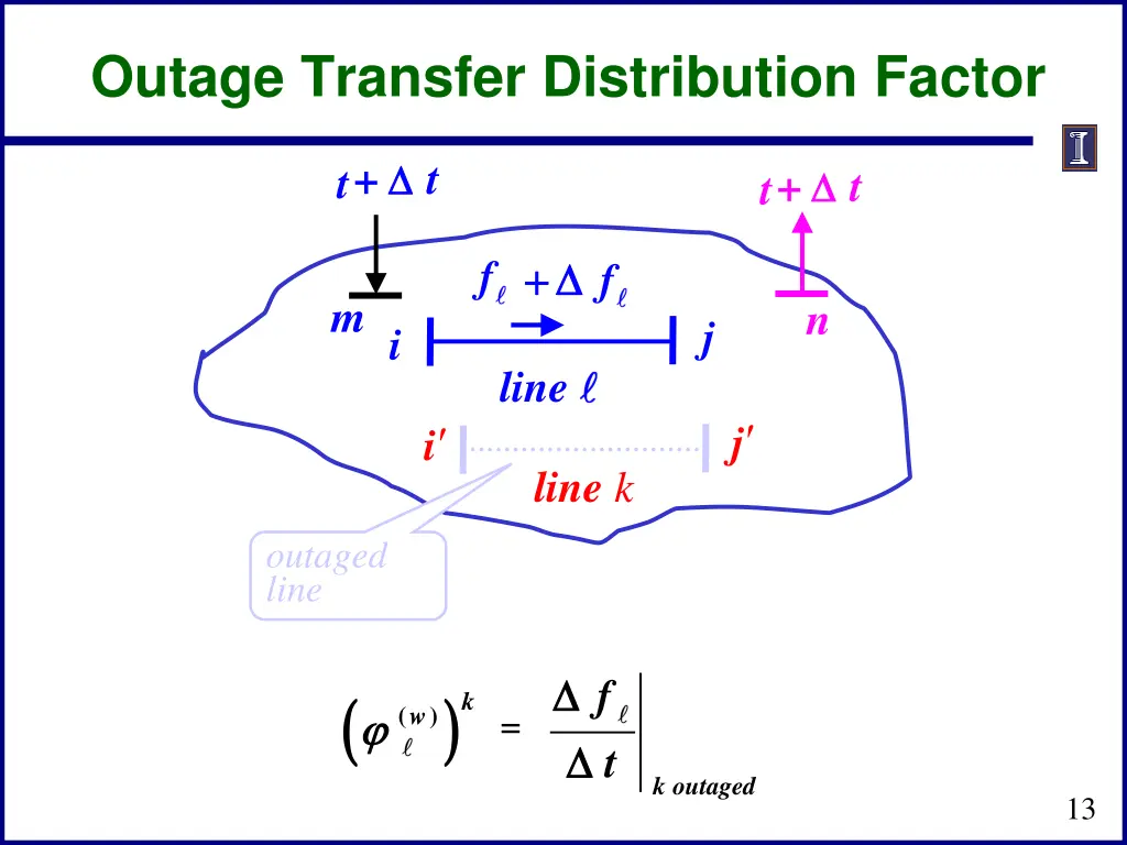 outage transfer distribution factor 1
