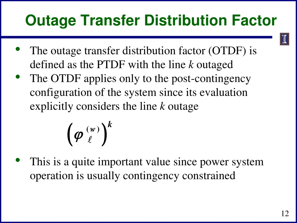 outage transfer distribution factor