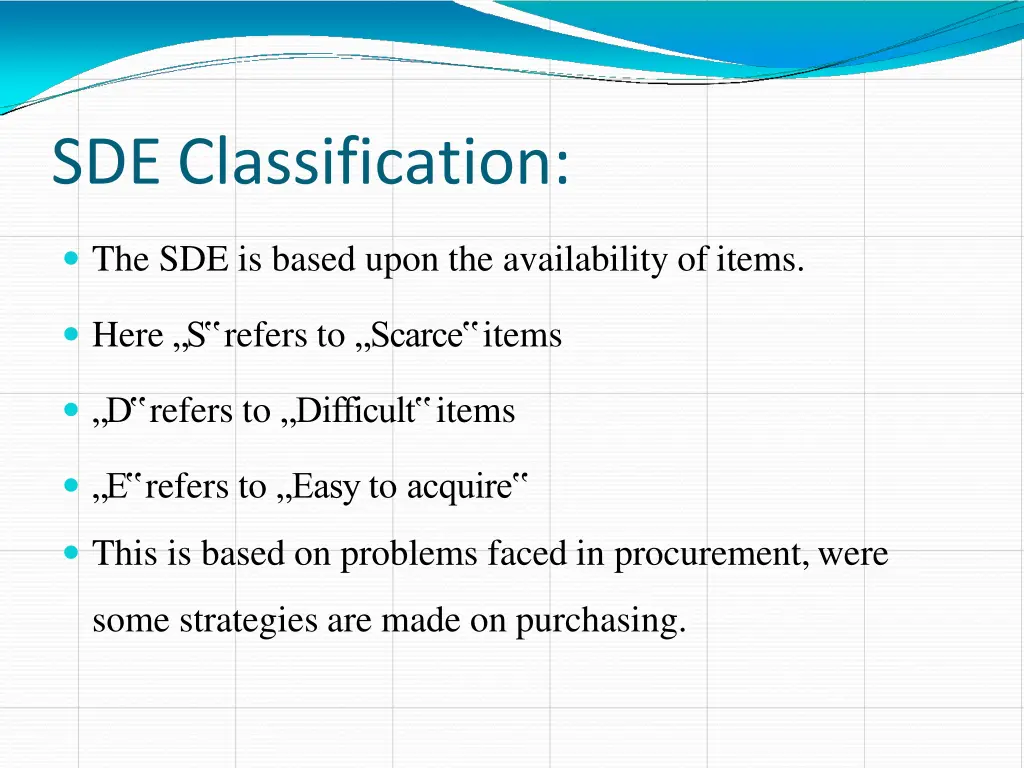 sde classification